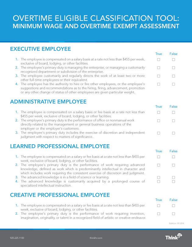 Overtime Classification Overtime classification